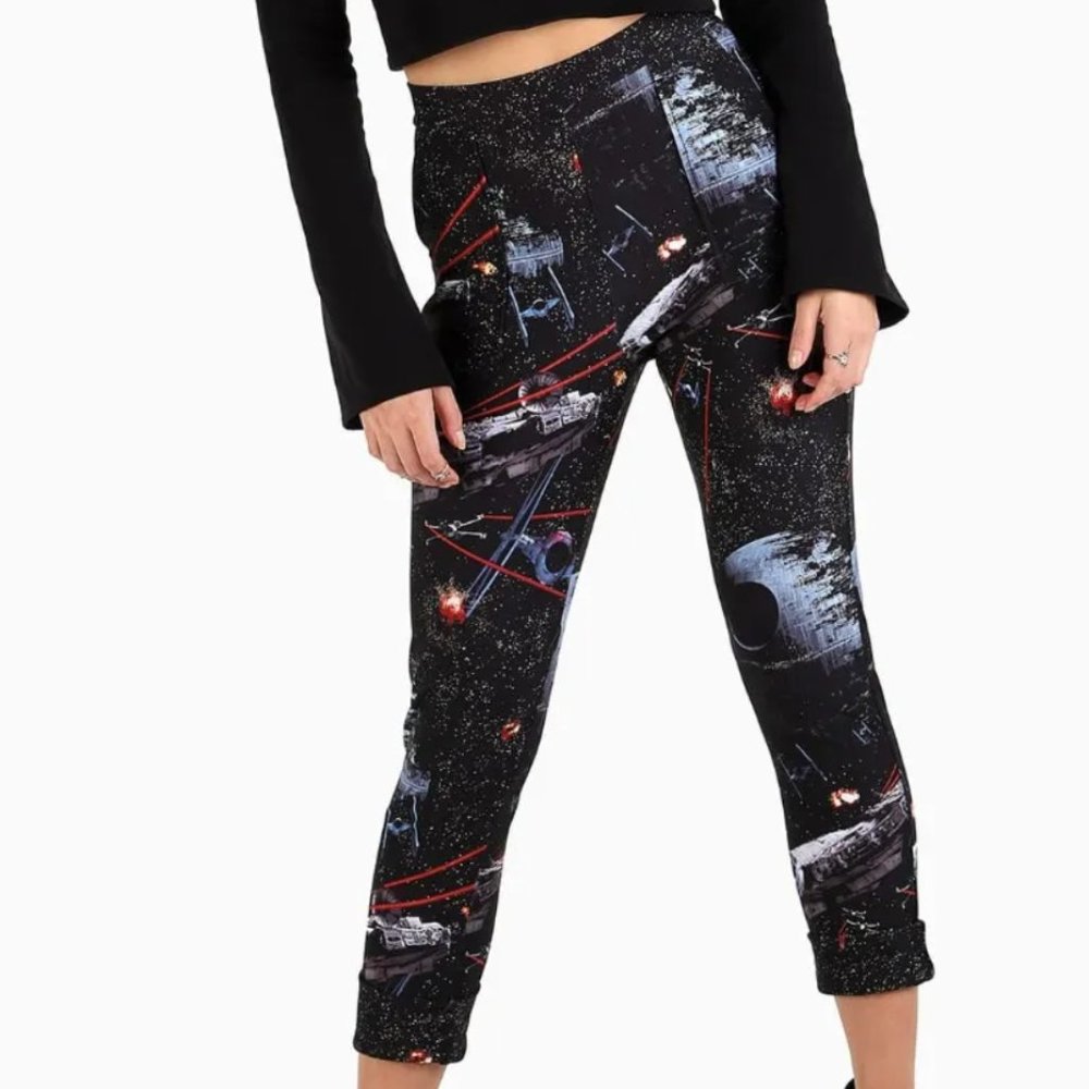 Blackmilk Star Wars Death Star Battle Cuffed Pants (Size S) NWT RARE!!!!!